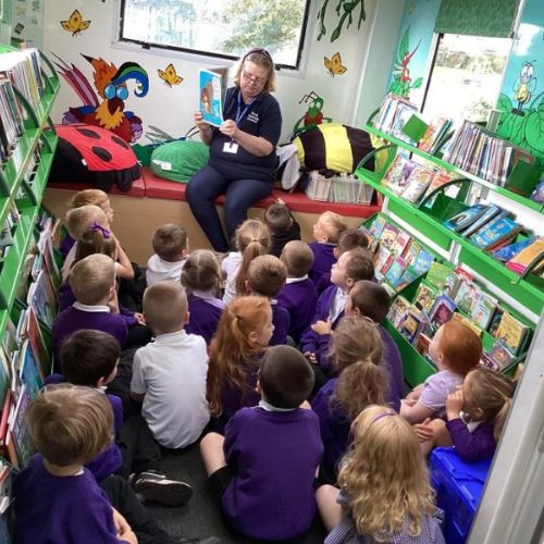 We love choosing a book from the library bus!