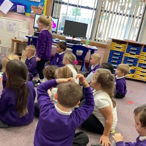 Miss Luther’s visit to Reception with baby Theo